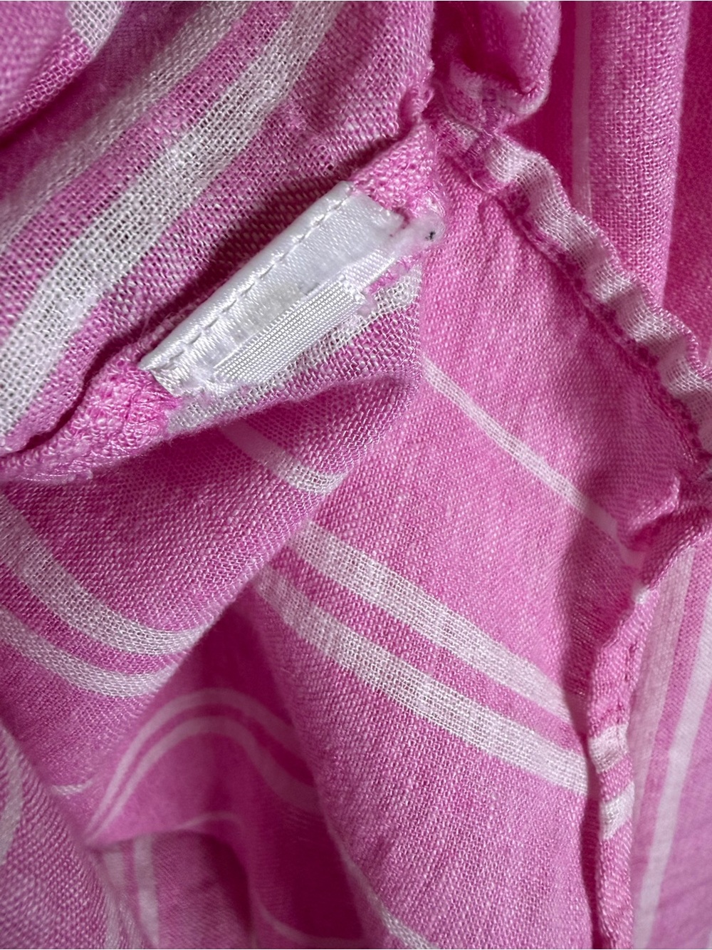 Sonoma Goods for Life PM Pink White Striped Linen Button Front Shirt - Picture 6 of 7